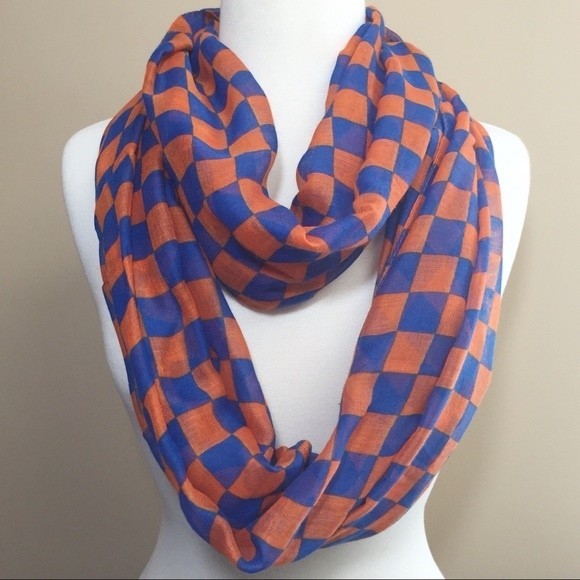Orange & Blue Spirit Checkerboard Infinity Scarf - Picture 2 of 4